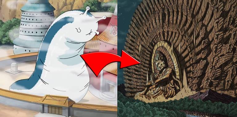 Quem é mais alto: Katsuyu completo ou a Estátua do Hashirama em Naruto Shippuden?
