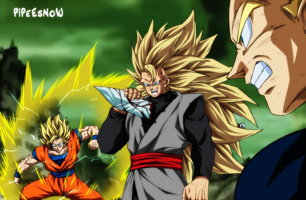 Arte mostra como seria o Goku Black em Super Saiyajin 3 em Dragon Ball Super