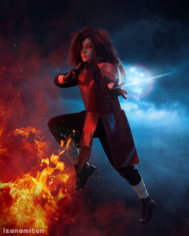 Fã de Naruto cria cosplay de Madara Uchiha em chamas 