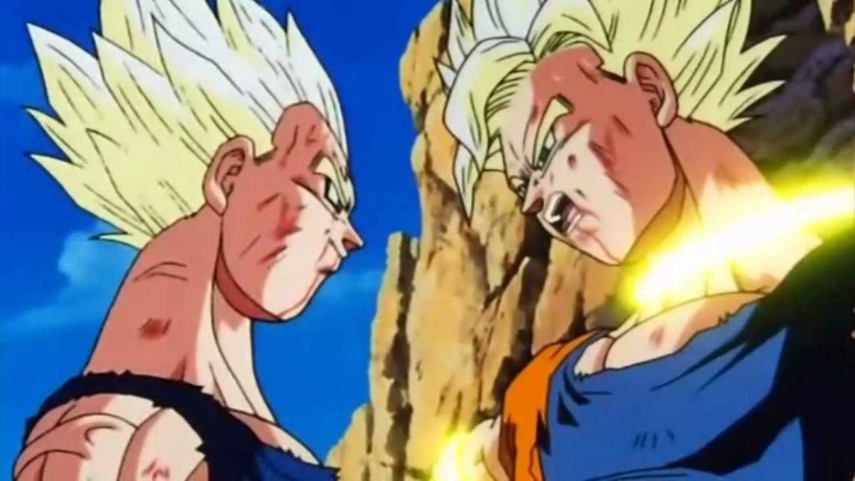 Dragon Ball: Fanart mostra Goku e Majin Vegeta lutando em um estilo japonês tradicional