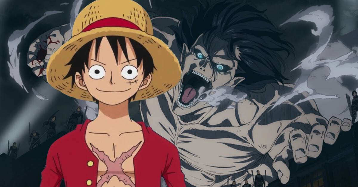 Este seria o visual de Luffy de One Piece se ele fosse um Titã de Attack on Titan