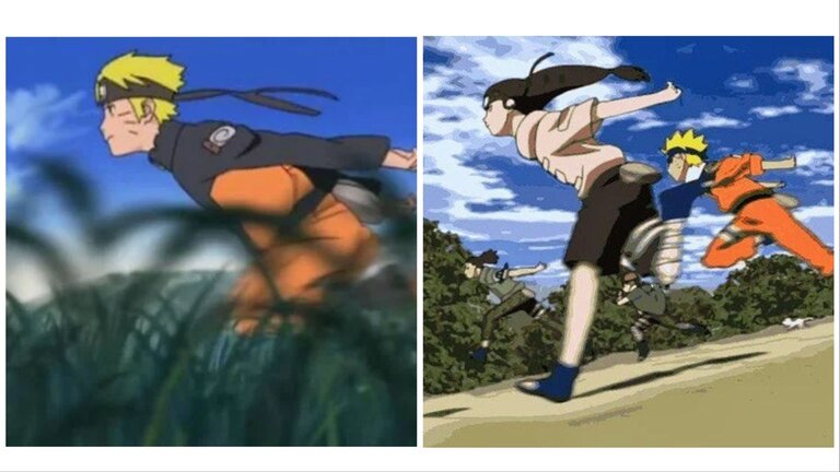 Por que Naruto corre com braços para trás? É mais rápido?