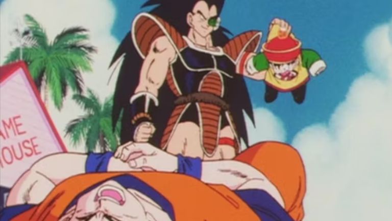 D. Ball Limit-F - Goku: Fico feliz que tenha mudado de lado irmão. Vamos  treinar muito! Raditz: Eu também estou irmão. Estou ansioso para ver mais  das suas habilidades de luta! *Créditos