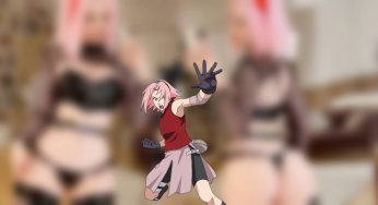 Modelo lady.melamor11 faz ousado cosplay da Sakura Haruno de Naruto