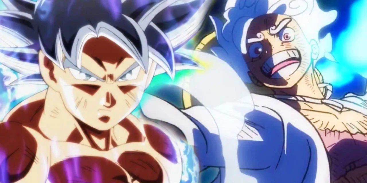 Goku com Ultra Instinto e Gear 5 Luffy lutam em uma nova arte incrível de fã
